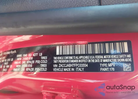 2015 Jeep Renegade Latitude z USA, uszkodzony, nr VIN ZACCJABH7FPC03554